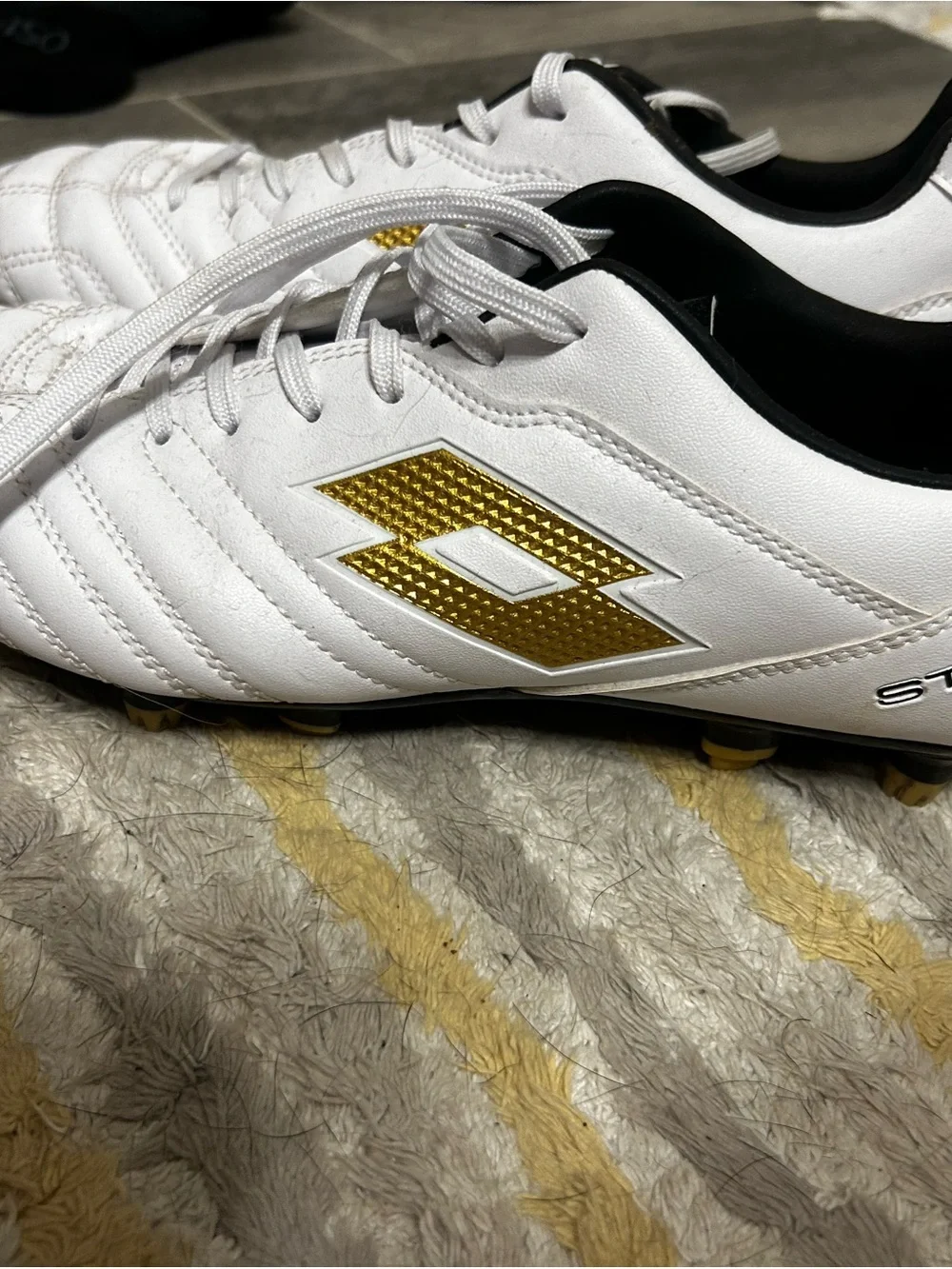 OTTO White Soccer Shoes with Gold Accents